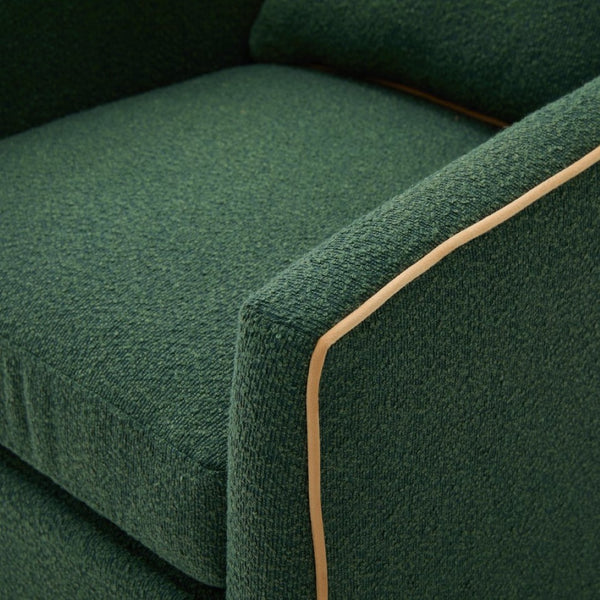 English Elm Swivel Barrel Accent Chair Boucle Upholstered with 360 Base for Living Room Corners Green N763P376127F