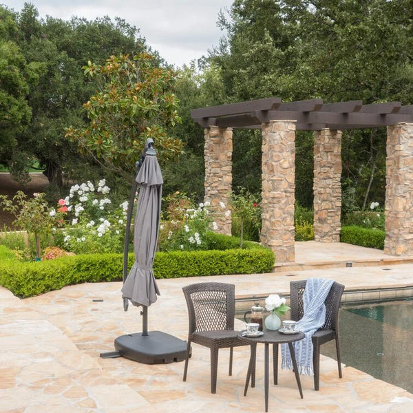 English Elm Christopher Knight Home® - Simple Banana Shape Hanging Umbrella - Stylish Gray Canopy For Outdoor Shade & Easy Assembly 60641.00GRYSET
