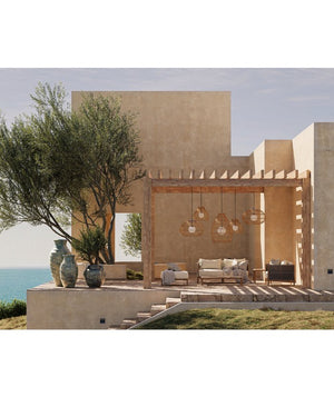 Currey & Company Bly Outdoor Pendant Light - Artisan Crisscross Wicker Design, Adjustable Height, Durable & Stylish Natural All,Weather Wicker ,Metal ,Glass 9500-0014-currey-company