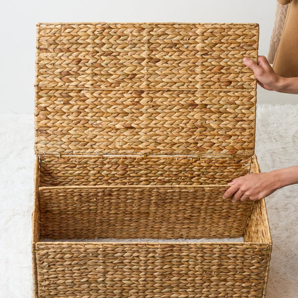 English Elm Judas Handwoven Water Hyacinth Storage Trunk Bohemian Wicker Chest for Living Room B093P427743
