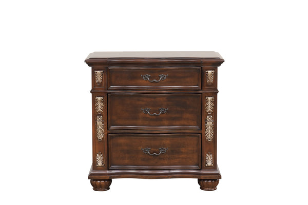 English Elm Lyon G07100-N Nightstand with Velvet-Lined Top Drawer, 3 Smooth-Glide Drawers, Ready-to-Use Wood Piece Cherry 36 L x 21 W x 33 H B078P301575