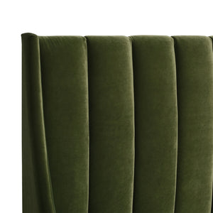 English Elm Jennifer Taylor Home - Aspen Modern Platform Bed Set In Olive Green Velvet - Vertical Tufted Headboard, Queen Size Comfort B2719P238512