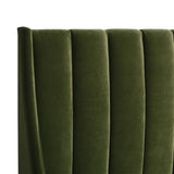 English Elm Aspen Vertical Tufted Modern Headboard Platform Bed Set, Queen, Olive Green Performance Velvet