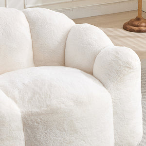 English Elm Lotus memory foam bean bag sofa with pull ring — anti-fouling faux fur, non-slip base, cozy support White W2311P357139