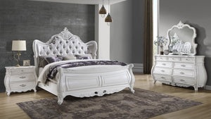 English Elm Opulence 4-Piece Queen Bedroom Set In Pearl White - Modern Elegance With Timeless Storage Solutions B009S01368-GIGA
