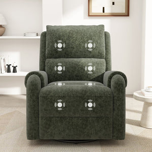 English Elm Manual Recliner Swivel Rocker Massage Chair Chenille Nursery and Living Room Seat Green N763P347287F