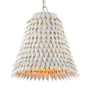 Overlay Pendant: Artisanal White Dome Light Fixture with Fluted Edges for Bohemian Elegance