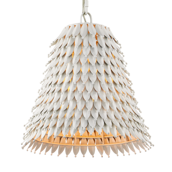 Overlay Pendant: Artisanal White Dome Light Fixture with Fluted Edges for Bohemian Elegance