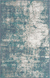 Unique Loom Outdoor Coastal Okyanus Machine Made Abstract Rug Blue, Ivory/Green/Gray 5' 3" x 8' 0"