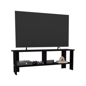 English Elm Navia sleek 47" TV stand with two open shelves for consoles, media storage and modern compact style Black 53 L x 18 W x 4 H B200P286939
