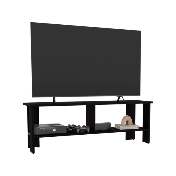 English Elm Navia sleek 47" TV stand with two open shelves for consoles, media storage and modern compact style Black 53 L x 18 W x 4 H B200P286939