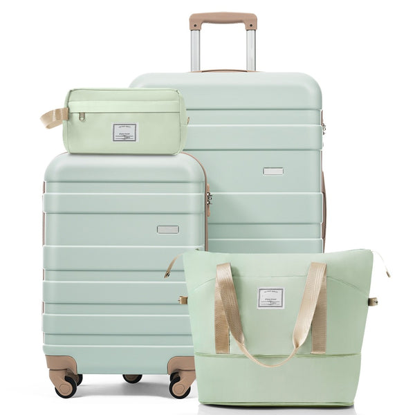 English Elm 4-piece Hardshell Luggage Set Abs Carry-on Checked Suitcase Tsa Lock Duffel Toiletry Green N726P439328E