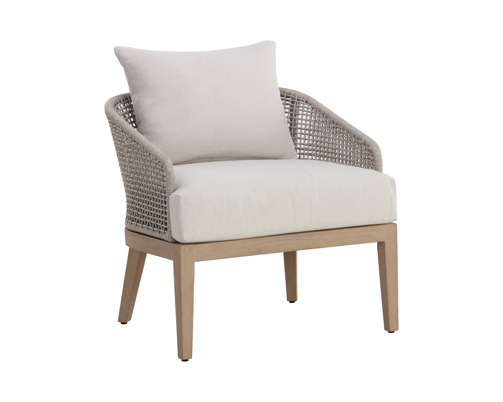 Sunpan Capri Lounge Chair - Stylish Outdoor Seating with Durable Teak Base and Weather-Resistant Fabric Drift Brown / Palazzo Cream