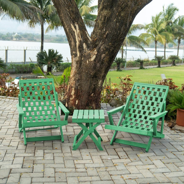 English Elm Pinecrest Outdoor Folding Lounge Chair Recycled Hdpe Reclining Patio Seat with Cushion Green B2745P409692