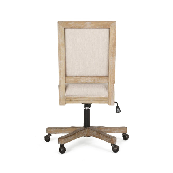 English Elm Christopher Knight Home® - SWIVEL&LIFT Rustic Beige Office Chair with Fabric Upholstery, Rubberwood Frame, Adjustable Swivel 71886.00FBGENTL