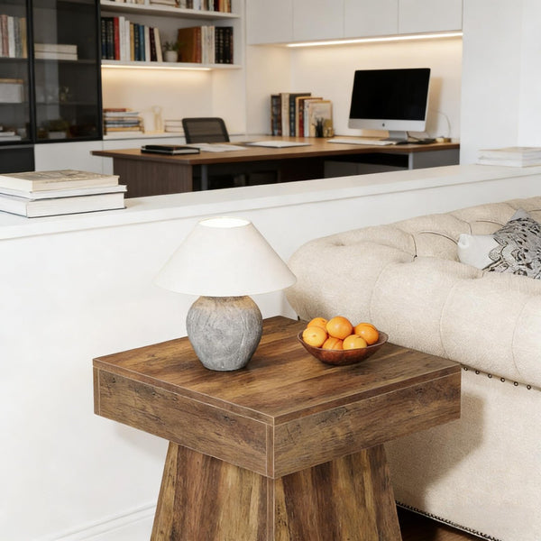 English Elm Chic Two-tier Round End Table with Metal Frame and Open Shelf for Living Room T3971P449912