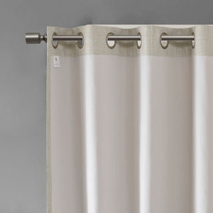 JLA Home SunSmart - Printed Heathered Blackout Grommet Top Curtain Panel — Energy-Saving Textured Slub Fabric, Noise-Blocking Privacy Taupe SS40-0032