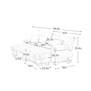 English Elm Cloud Chenille 2-Seater Sofa - Plush Sleeper Couch With Lumbar & Throw Pillows, 2 Ottomans Included W714S01000