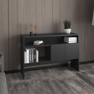 English Elm Bellagio Narrow 2-Tier Console Table with Double-Door Cabinet, Engineered Wood, Compact Chic Storage Black 48.9 L x 18.9 W x 4.8 H B200P235872