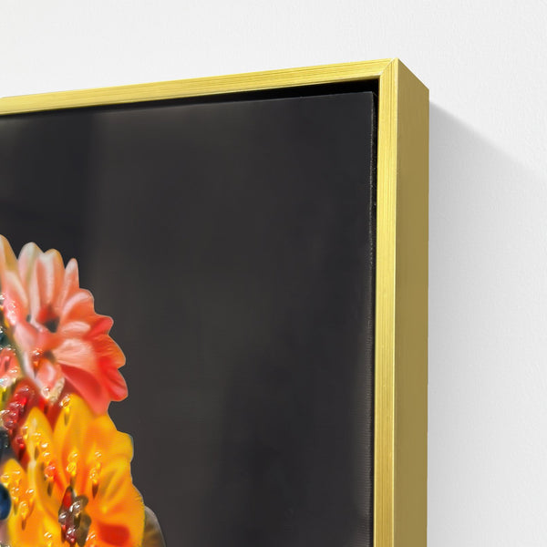 English Elm Abstract Cheetah Canvas Art in Gold Leopard Suit with Sunglasses and Flower Hat – Modern Wall Decor for Home Office W3374P322233