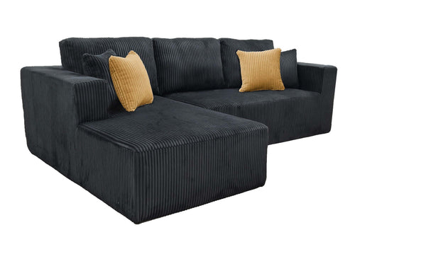 English Elm Full Corduroy Sectional Sofa with Foam Cushions Ready to Use Straight From the Box B2748S00056