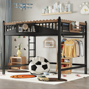English Elm Twin Kids Platform Bed with Trundle Staircase Bookshelf and Rounded Safety Rails W1580S00382