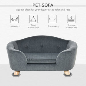 English Elm PawHut Plush Pet Couch Bed for Mini Dogs and Cats, Washable Removable Cushion, Waterproof Cover Gray W2225P229152