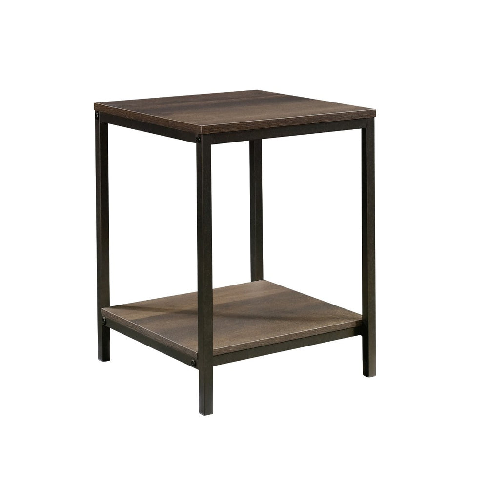 English Elm Side Table - Stylish Brown Finish, Compact Design With Sturdy Metal Frame For Versatile Storage & Display B356P367922-GIGA