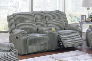 English Elm Modern Corduroy Reclining Loveseat and Chair Set with Cup Holders Ash Legs Plush Comfort Smoke B011S02400