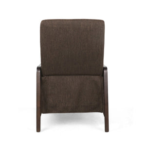English Elm Christopher Knight Home® - Fabric Recliner Chair Mid-Century Push-Back Upholstered Armchair with Thick Cushion and Birch Frame Brown 70449.00BRN