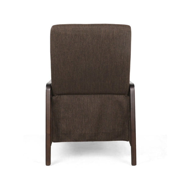 English Elm Christopher Knight Home® - Fabric Recliner Chair Mid-Century Push-Back Upholstered Armchair with Thick Cushion and Birch Frame Brown 70449.00BRN