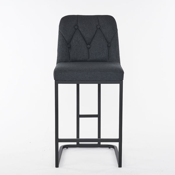 English Elm Set Of 2 Modern Upholstered Bar Stools With Button-Tufted High Back For Kitchen Or Dining Room Comfort W1901P225272-GIGA