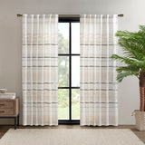 INK+IVY Nea Modern/Contemporary Cotton Printed Curtain Panel with tassel trim and Lining II40-1184 Off White/Gray