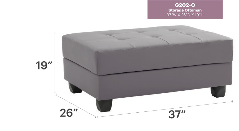 English Elm Chic Gray PU Ottoman 18"H x 37"W x 26"D — Modern Lightweight Seating & Footrest, Easy Assembly, Stylish B078108118