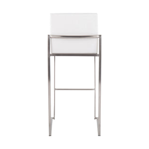 English Elm Fuji High Back Barstool Set Of 2 - Luxurious White Velvet & Sleek Stainless Steel For Modern Interiors B202P222195