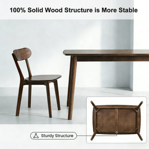 English Elm Solid Wood Walnut Rectangular Dining Table Mid Century Modern for Small Spaces W3204P465631