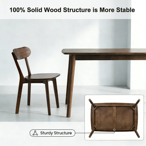 English Elm Solid Wood Walnut Rectangular Dining Table Mid Century Modern for Small Spaces W3204P465631