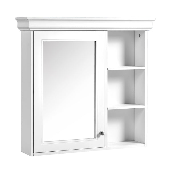 English Elm 30'' Wall-Mounted Medicine Cabinet with Mirror and Adjustable Shelves, Modern MDF Storage Organizer White N710P209425K