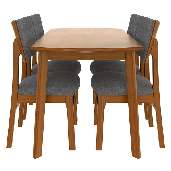 English Elm 47 Mid Century Modern Solid Wood Dining Table for 4, 51"x32" Rectangular Dinette, Minimalist Easy Assembly, Durable Finish, Kitchen-Friendly N752P271225D