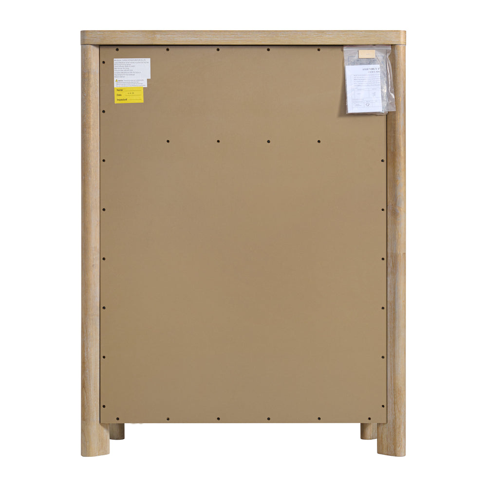 English Elm Wallace & Bay - Tan 6-Drawer Chest — Contemporary Sand Dune Wood Dresser, Easy-Care Finish, 40"W x 18"D x 52"H B361P384428