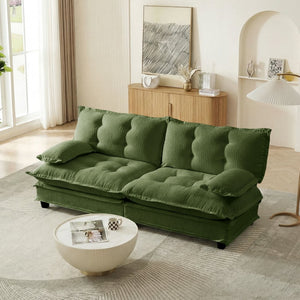 English Elm 77 Inch Cloud Loveseat Modular Chenille Sofa with Lattice Cushions for Any Room Green W714S01717