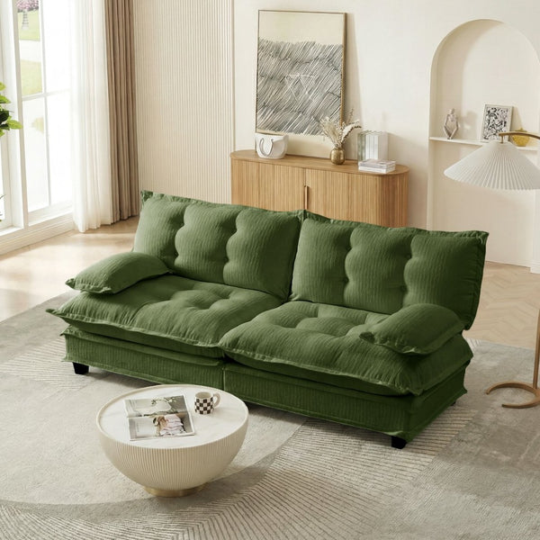 English Elm 77 Inch Cloud Loveseat Modular Chenille Sofa with Lattice Cushions for Any Room Green W714S01717