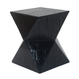 Christopher Knight Home® - Noble House - - 14.25" Black Concrete Side Table With Rustic Hand-Carved Texture And Unique Symmetric Form – Weather-Resistant Accent For Patio, Garden, Or Balcony