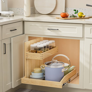 English Elm Under Sink Pull Out Organizer Birch Oak Wood Two Tier Soft Close Kitchen Bath T3210P277245