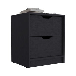 English Elm Double Double Drawer Nightstand with Spacious Top & Smooth Pull-Out Drawers for Easy Bedside Storage Black 21.65 L x 20.47 W x 5.12 H B097133025