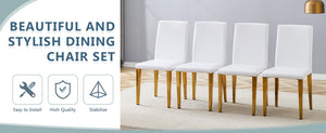 English Elm Set of 4 White Pu Leather Dining Chairs with Black Steel Legs for Modern Interiors W1151P269053