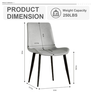 English Elm Modern dining chair set of 4 with PU leather seats, carbon steel legs, ergonomic cushion, easy clean assembly and versatile seating for home, office, cafe, conference rooms Grey W509P340588