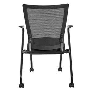 OSP Home Furnishings Soft Flex Frame Folding Chairs Pu Padded Nesting Seats for Events and Meetings 2 Pack 69349-30