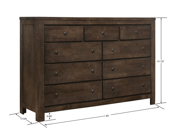 English Elm Wallace & Bay - Brown Farmhouse 9-Drawer Dresser — Rustic Wood Storage, Easy-Care Finish, Spacious 65.6" L Design for Stylish Organization B361P384477