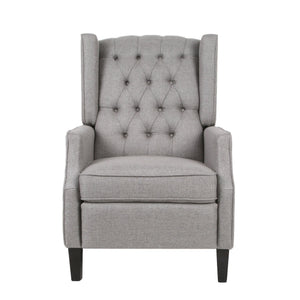 English Elm Christopher Knight Home® - Pushback Mid Century Wingback Recliner Chair with Rivet Trim, Upholstered Fabric Accent Seat for Living Room Grey 63486.00GRY